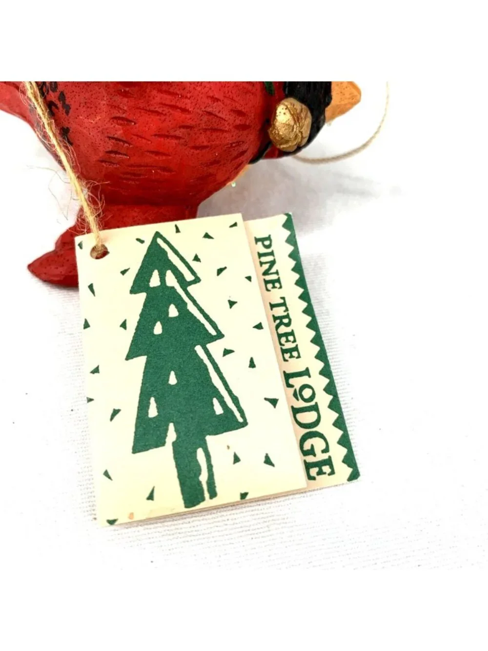 Pine Tree Lodge Elf Cardinal Bird Christmas Ornament NWT 4.75